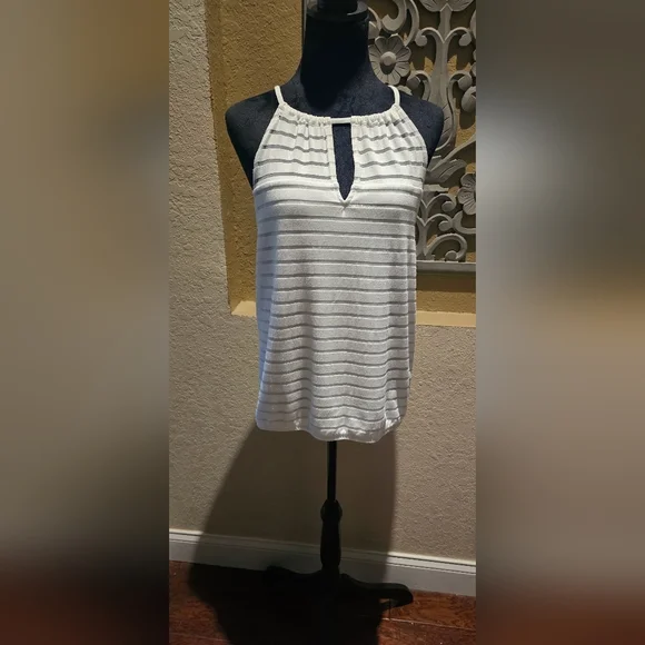 INC International Concept Illusion-Stripe HalterTop White Size X-Large - Picture 1 of 7